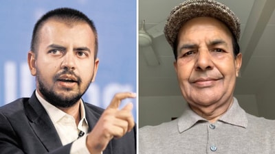 Ola CEO Bhavish Aggarwal (left) and his father Naresh Aggarwal (right). (Screengrab) Ola CEO Bhavish Aggarwal (left) and his father Naresh Aggarwal (right). (Screengrab)