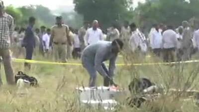 Police personnel and forensic staff on the encounter site near Hyderabad in 2019. (ANI) Police personnel and forensic staff on the encounter site near Hyderabad in 2019. (ANI)