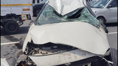 The deceased man, identified as Ayush Tyagi, a resident of Makanpur village in Indirapuram, Ghaziabad, was headed towards Delhi from Meerut when the accident happened around 2pm. (HT Photo) The deceased man, identified as Ayush Tyagi, a resident of Makanpur village in Indirapuram, Ghaziabad, was headed towards Delhi from Meerut when the accident happened around 2pm. (HT Photo)