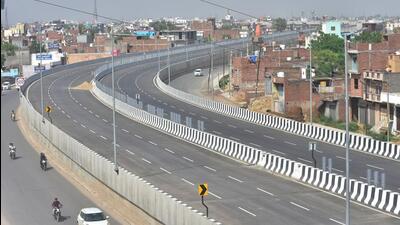 The six-lane expressway as a whole is around 212km in length. Officials did not share when the project is likely to be ready by, but NHAI had earlier this year stated that the crucial highway will be ready by mid-2025. (Sakib Ali/HT Photo) The six-lane expressway as a whole is around 212km in length. Officials did not share when the project is likely to be ready by, but NHAI had earlier this year stated that the crucial highway will be ready by mid-2025. (Sakib Ali/HT Photo)