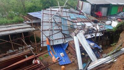 Two houses at Waithou Lipok in Thoubal district were completely damaged by the storm accompanied by strong winds (HT Photo) Two houses at Waithou Lipok in Thoubal district were completely damaged by the storm accompanied by strong winds (HT Photo)