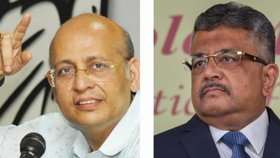 Senior advocate Abhishek Manu Singhvi (L) Solicitor general Tushar Mehta . Senior advocate Abhishek Manu Singhvi (L) Solicitor general Tushar Mehta .