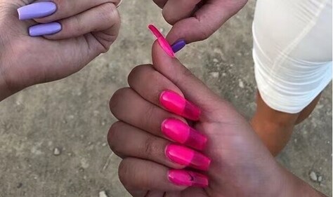 Kylie Jenner's hot pink jelly nails (Instagram) Kylie Jenner's hot pink jelly nails (Instagram)