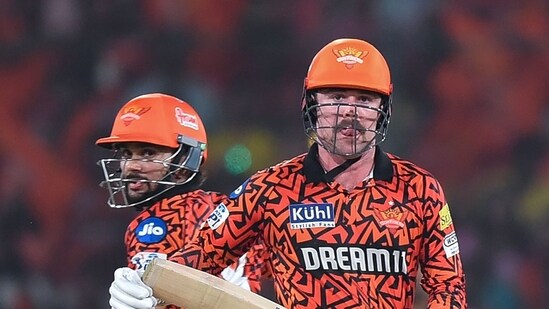 Nitish Reddy and Travis Head smashed explosive fifties for SRH after Pat Cummins won the toss and opted to bat&nbsp;(AFP)