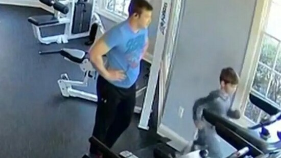 Snapshot of the father and Corey at the fitness center. (CourtTV.com)