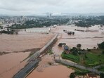 A drone view shows an area affected by the floods in Lajeado, Rio Grande do Sul state, Brazil.