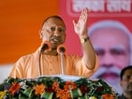 Firozabad: Uttar Pradesh chief minister Yogi Adityanath addresses a public meeting for Lok Sabha elections. 