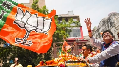 Union Minister Piyush Goel at a rally, just before BJP candidate from Chandni Chowk constituency, Praveen Khandelwal filed his nomination, in New Delhi. (PTI) Union Minister Piyush Goel at a rally, just before BJP candidate from Chandni Chowk constituency, Praveen Khandelwal filed his nomination, in New Delhi. (PTI)