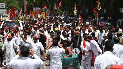 A nomination procession for the Mohanlalganj Lok Sabha constituency, which has a sizeable number of Pasi voters. (HT FILE) A nomination procession for the Mohanlalganj Lok Sabha constituency, which has a sizeable number of Pasi voters. (HT FILE)