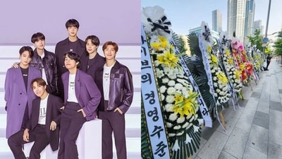 BTS fans blast HYBE with public diss: Ads & flower wreaths; ‘declared dead’ BTS fans blast HYBE with public diss: Ads & flower wreaths; ‘declared dead’
