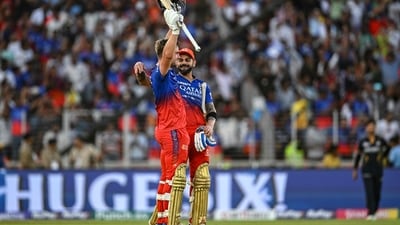 Royal Challengers Bengaluru's Virat Kohli and Will Jacks (L) celebrate after their team's win in the Indian Premier League (IPL) Twenty20 cricket match between Gujarat Titans and Royal Challengers Bengaluru at the Narendra Modi Stadium (AFP) Royal Challengers Bengaluru's Virat Kohli and Will Jacks (L) celebrate after their team's win in the Indian Premier League (IPL) Twenty20 cricket match between Gujarat Titans and Royal Challengers Bengaluru at the Narendra Modi Stadium (AFP)