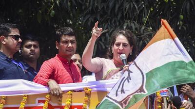 Congress leader Priyanka Gandhi Vadra addressing supporters in Amethi. (PTI) Congress leader Priyanka Gandhi Vadra addressing supporters in Amethi. (PTI)