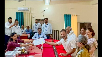 Congress leader Rahul Gandhi files his nomination for the Lok Sabha elections in Rae Bareli on Friday. (PTI) Congress leader Rahul Gandhi files his nomination for the Lok Sabha elections in Rae Bareli on Friday. (PTI)