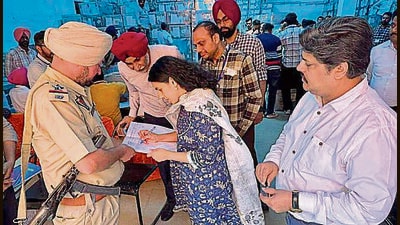District election officer Sakshi Sawhney inspecting a strong room at PAU in Ludhiana on Friday. (HT Photo) District election officer Sakshi Sawhney inspecting a strong room at PAU in Ludhiana on Friday. (HT Photo)