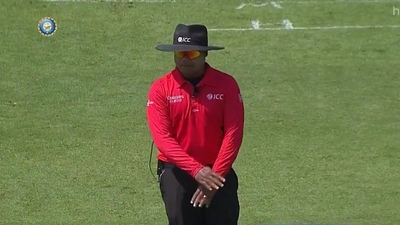 File photo of Indian umpire Nitin Menon (Twitter)