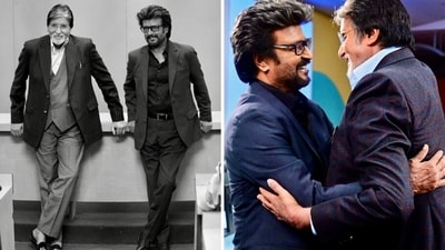 Amitabh Bachchan and Rajinikanth on the sets of Vettaiyan Amitabh Bachchan and Rajinikanth on the sets of Vettaiyan