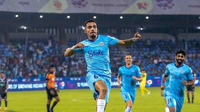 Vikram Partap Singh of Mumbai City FC celebrates after scoring a goal during the Indian Super League (ISL) 2023-24 (PTI) Vikram Partap Singh of Mumbai City FC celebrates after scoring a goal during the Indian Super League (ISL) 2023-24 (PTI)