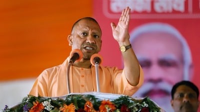 Firozabad: Uttar Pradesh chief minister Yogi Adityanath addresses a public meeting for Lok Sabha elections. (PTI) Firozabad: Uttar Pradesh chief minister Yogi Adityanath addresses a public meeting for Lok Sabha elections. (PTI)