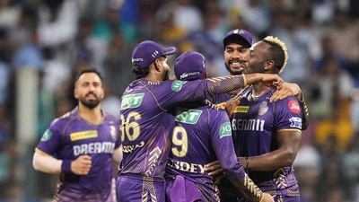 Once the spinners had to be taken off, Andre Russell kept the pressure on. He also picked two wickets in the middle overs, which included the all-important wicket of Suryakumar Yadav who had scored 56 in 35 balls and seemed to be leading a fightback in a strong partnership with Tim David. SKY's wicket marked the end of a 49-run stand with David that came in 26 balls. (PTI) Once the spinners had to be taken off, Andre Russell kept the pressure on. He also picked two wickets in the middle overs, which included the all-important wicket of Suryakumar Yadav who had scored 56 in 35 balls and seemed to be leading a fightback in a strong partnership with Tim David. SKY's wicket marked the end of a 49-run stand with David that came in 26 balls. (PTI)