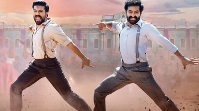 Ram Charan and Jr NTR in the song Naatu Naatu from RRR. Ram Charan and Jr NTR in the song Naatu Naatu from RRR.