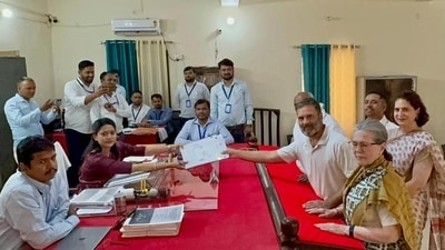 Rahul Gandhi was accompanied by Congress leaders Mallikarjun Kharge, Sonia Gandhi and Priyanka Gandhi Vadra as he filed his papers around 2 pm.