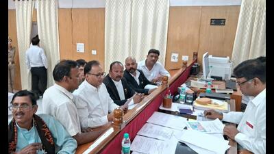 SP’s Dr Ashutosh Verma, a medical professional, filed his nomination at the Lucknow collectorate. (Sourced) SP’s Dr Ashutosh Verma, a medical professional, filed his nomination at the Lucknow collectorate. (Sourced)