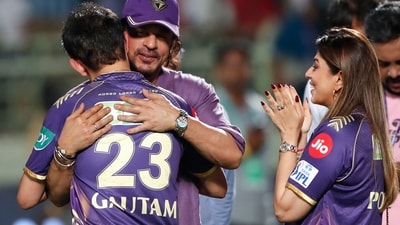 Shah Rukh Khan embraces KKR team mentor Gautam Gambhir after an IPL Match. (File photo/ANI) Shah Rukh Khan embraces KKR team mentor Gautam Gambhir after an IPL Match. (File photo/ANI)
