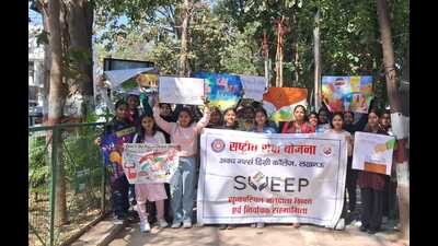 Students of Avadh Girls Degree College take part in a SVEEP initiative (Sourced) Students of Avadh Girls Degree College take part in a SVEEP initiative (Sourced)