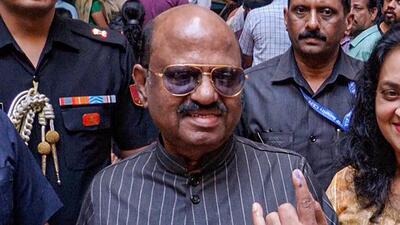 West Bengal governor CV Ananda Bose after casting his vote for the second phase of Lok Sabha polls in Trivandrum on Friday (PTI/Raj Bhawan) West Bengal governor CV Ananda Bose after casting his vote for the second phase of Lok Sabha polls in Trivandrum on Friday (PTI/Raj Bhawan)