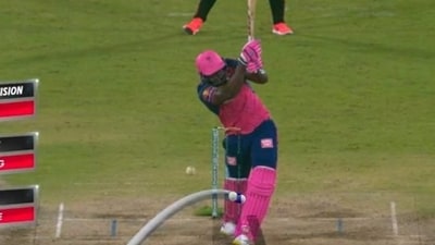 Rovman Powell was adjudged LBW on the last ball of the match against SRH, as RR lost by a run (IPL) Rovman Powell was adjudged LBW on the last ball of the match against SRH, as RR lost by a run (IPL)