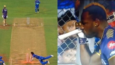 Hardik Pandya pulls off incredible run out during MI vs KKR Hardik Pandya pulls off incredible run out during MI vs KKR