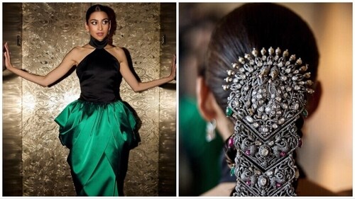 Shloka Ambani's sister Diya Mehta Jatia attended Met Gala 2023 in stunning green ensemble. Shloka Ambani's sister Diya Mehta Jatia attended Met Gala 2023 in stunning green ensemble.