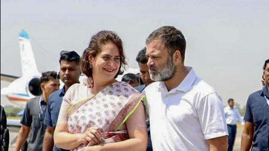 Congress leader Priyanka Gandhi and her brother Rahul Gandhi. (PTI PHOTO)
