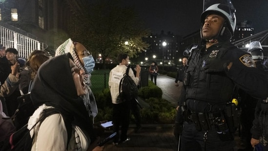 New York City police also moved in to clear an encampment at The New School in Greenwich Village on Friday. (AP )