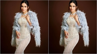 Assisted by celebrity fashion stylist Sheefa Gilani, Manushi accessorised her look with a light blue fur embellished cape by Falguni Shane Peacock. She completed her look with a diamond-studded choker necklace and statement rings adorning her finger. (Instagram/@manushi_chhillar) Assisted by celebrity fashion stylist Sheefa Gilani, Manushi accessorised her look with a light blue fur embellished cape by Falguni Shane Peacock. She completed her look with a diamond-studded choker necklace and statement rings adorning her finger. (Instagram/@manushi_chhillar)