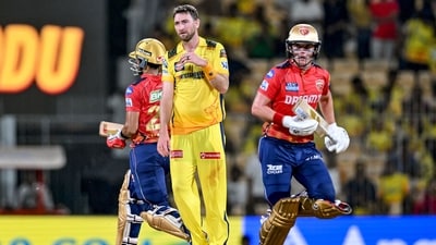 Punjab Kings' captain Sam Curran (R) and Shashank Singh (L) run between the wickets as Chennai Super Kings' Richard Gleeson looks on during the Indian Premier League (IPL) Twenty20 cricket match between Chennai Super Kings and Punjab Kings (AFP) Punjab Kings' captain Sam Curran (R) and Shashank Singh (L) run between the wickets as Chennai Super Kings' Richard Gleeson looks on during the Indian Premier League (IPL) Twenty20 cricket match between Chennai Super Kings and Punjab Kings (AFP)