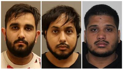Karan Brar, Kamalpreet Singh and Karanpreet Singh, the three individuals charged with first-degree murder and conspiracy to commit murder in relation to the murder in Canada of Sikh separatist leader Hardeep Singh Nijjar in 2023. (REUTERS) Karan Brar, Kamalpreet Singh and Karanpreet Singh, the three individuals charged with first-degree murder and conspiracy to commit murder in relation to the murder in Canada of Sikh separatist leader Hardeep Singh Nijjar in 2023. (REUTERS)