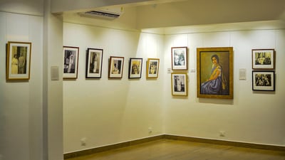 Bengaluru: Paintings as part of 'Daughter of Providence', an exhibition showcasing Raja Ravi Varma's unseen paintings that celebrates the life and work of his eldest granddaughter Maharani Sethu Lakshmi Bayi, at Raja Ravi Varma Heritage Foundation, in Bengaluru. (PTI Photo) Bengaluru: Paintings as part of 'Daughter of Providence', an exhibition showcasing Raja Ravi Varma's unseen paintings that celebrates the life and work of his eldest granddaughter Maharani Sethu Lakshmi Bayi, at Raja Ravi Varma Heritage Foundation, in Bengaluru. (PTI Photo)
