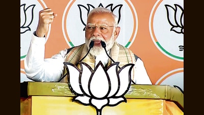 Prime Minister Narendra Modi addresses an election rally in Palamu on Saturday. (ANI)