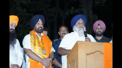 Sukhbir said, “Other parties have betrayed the state for their own interest and thus, people need to vote for change of power.” (HT Photo)