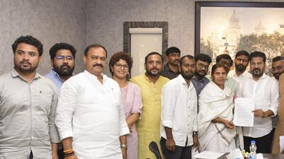 Telangana Chief Minister Revanth Reddy with University of Hyderabad student Rohith Vemula's mother Radhika Vemula and brother Raja Vemula and others during a meeting, in Hyderabad, on Saturday. (PTI) Telangana Chief Minister Revanth Reddy with University of Hyderabad student Rohith Vemula's mother Radhika Vemula and brother Raja Vemula and others during a meeting, in Hyderabad, on Saturday. (PTI)
