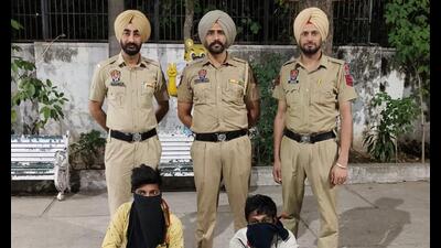 The accused were identified as Suraj, 26, of Gulabgarh, Dera Bassi, and Rustam, 24, of Palsora, Chandigarh. (HT Photo) The accused were identified as Suraj, 26, of Gulabgarh, Dera Bassi, and Rustam, 24, of Palsora, Chandigarh. (HT Photo)