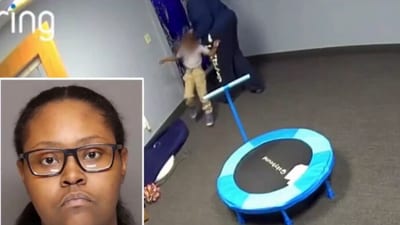 The image shows a woman assaulting a three-year-old boy at an autism centre. (Screengrab) The image shows a woman assaulting a three-year-old boy at an autism centre. (Screengrab)
