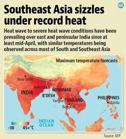 Southeast Asia sizzles under record heat. Southeast Asia sizzles under record heat.