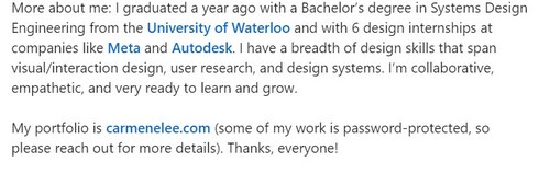 An ex-Meta intern shared this post on LinkedIn claiming her job offer at Elon Musk's Tesla was rescinded (2/2). (LinkedIn/Carmen Lee) An ex-Meta intern shared this post on LinkedIn claiming her job offer at Elon Musk's Tesla was rescinded (2/2). (LinkedIn/Carmen Lee)