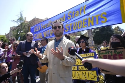 UCLA professor Nick Shapiro addresses a press conference on the campus. (AP) UCLA professor Nick Shapiro addresses a press conference on the campus. (AP)