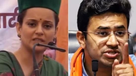 BJP leader Kangana Ranaut and Tejasvi Surya (File)