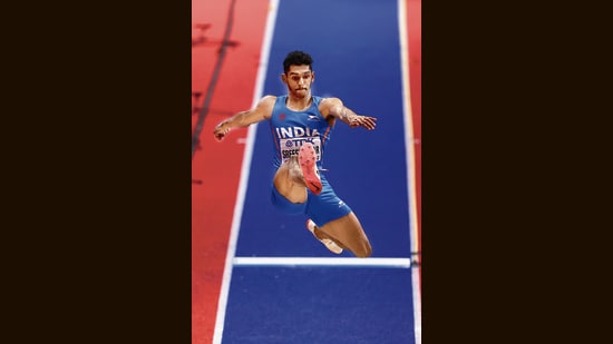 Sreeshankar at the World Athletics Indoor Championships in Belgrade, Serbia, in 2022. (Getty Images)
