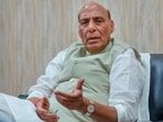 Defence minister Rajnath Singh during an interview with PTI.