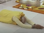 Prime Minister Narendra Modi praying at the Ram Temple in Ayodhya on Sunday. 